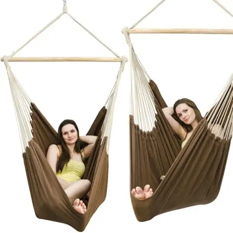 AMANKA Fauteuil Suspendu Pour Asseoir 2 Personnes Hamac 185x130cm Chaise 100% Coton Balançoire XXL 150kg Siège Pour Se Balancer Avec Pivot 360° Marron Foncé 1 AMANKA Fauteuil Suspendu Pour Asseoir 2 Personnes Hamac 185x130cm Chaise 100% Coton Balançoire XXL 150kg Siège Pour Se Balancer Avec Pivot 360° Marron Foncé