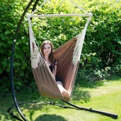 AMANKA Fauteuil Suspendu Pour Asseoir 2 Personnes Hamac 185x130cm Chaise 100% Coton Balançoire XXL 150kg Siège Pour Se Balancer Avec Pivot 360° Marron Foncé 7 AMANKA Fauteuil Suspendu Pour Asseoir 2 Personnes Hamac 185x130cm Chaise 100% Coton Balançoire XXL 150kg Siège Pour Se Balancer Avec Pivot 360° Marron Foncé -AMANKA Soldes Boutique 10752724 3