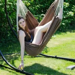 AMANKA Fauteuil Suspendu Pour Asseoir 2 Personnes Hamac 185x130cm Chaise 100% Coton Balançoire XXL 150kg Siège Pour Se Balancer Avec Pivot 360° Marron Foncé 8 AMANKA Fauteuil Suspendu Pour Asseoir 2 Personnes Hamac 185x130cm Chaise 100% Coton Balançoire XXL 150kg Siège Pour Se Balancer Avec Pivot 360° Marron Foncé -AMANKA Soldes Boutique 10752724 4