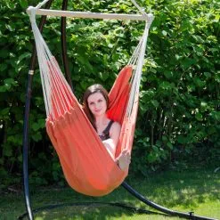 AMANKA Fauteuil Suspendu Pour Asseoir 2 Personnes Hamac 185x130cm Chaise 100% Coton Balançoire XXL 150kg Siège Pour Se Balancer Avec Pivot 360° Orange - Orange 8 AMANKA Fauteuil Suspendu Pour Asseoir 2 Personnes Hamac 185x130cm Chaise 100% Coton Balançoire XXL 150kg Siège Pour Se Balancer Avec Pivot 360° Orange - Orange -AMANKA Soldes Boutique 10752727 4