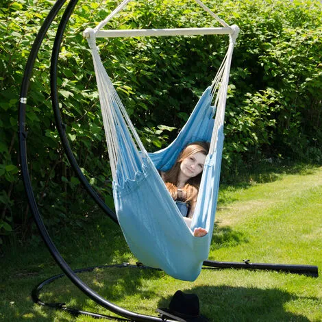 AMANKA Fauteuil Suspendu Pour Asseoir 2 Personnes Hamac 185x130cm Chaise 100% Coton Balançoire XXL 150kg Siège Pour Se Balancer Avec Pivot 360° Turquoise - Blau 3 AMANKA Fauteuil Suspendu Pour Asseoir 2 Personnes Hamac 185x130cm Chaise 100% Coton Balançoire XXL 150kg Siège Pour Se Balancer Avec Pivot 360° Turquoise - Blau – Image 3