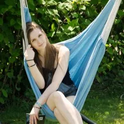 AMANKA Fauteuil Suspendu Pour Asseoir 2 Personnes Hamac 185x130cm Chaise 100% Coton Balançoire XXL 150kg Siège Pour Se Balancer Avec Pivot 360° Turquoise - Blau 8 AMANKA Fauteuil Suspendu Pour Asseoir 2 Personnes Hamac 185x130cm Chaise 100% Coton Balançoire XXL 150kg Siège Pour Se Balancer Avec Pivot 360° Turquoise - Blau -AMANKA Soldes Boutique 10752729 4