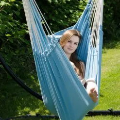 AMANKA Fauteuil Suspendu Pour Asseoir 2 Personnes Hamac 185x130cm Chaise 100% Coton Balançoire XXL 150kg Siège Pour Se Balancer Avec Pivot 360° Turquoise - Blau 9 AMANKA Fauteuil Suspendu Pour Asseoir 2 Personnes Hamac 185x130cm Chaise 100% Coton Balançoire XXL 150kg Siège Pour Se Balancer Avec Pivot 360° Turquoise - Blau -AMANKA Soldes Boutique 10752729 5