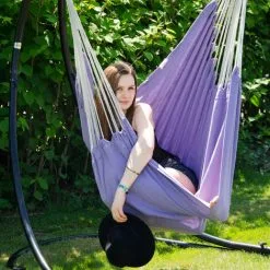 AMANKA Fauteuil Suspendu Pour Asseoir 2 Personnes Hamac 185x130cm Chaise 100% Coton Balançoire XXL 150kg Siège Pour Se Balancer Avec Pivot 360° Lavande - Lila 9 AMANKA Fauteuil Suspendu Pour Asseoir 2 Personnes Hamac 185x130cm Chaise 100% Coton Balançoire XXL 150kg Siège Pour Se Balancer Avec Pivot 360° Lavande - Lila -AMANKA Soldes Boutique 10752731 5