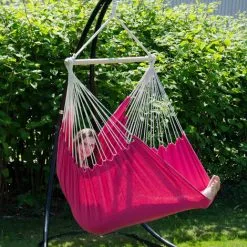 AMANKA Fauteuil Suspendu Pour Asseoir 2 Personnes Hamac 185x130cm Chaise 100% Coton Balançoire XXL 150kg Siège Pour Se Balancer Avec Pivot 360° Fuchsia - Rot -AMANKA Soldes Boutique 10752732 5