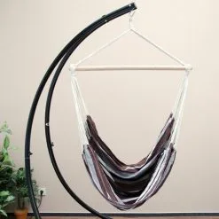 AMANKA Fauteuil Suspendu Pour Asseoir 2 Personnes Hamac 185x130cm Chaise 100% Coton Balançoire XXL 150kg Siège Pour Se Balancer Avec Pivot 360° Rayé Marron - Braun 9 AMANKA Fauteuil Suspendu Pour Asseoir 2 Personnes Hamac 185x130cm Chaise 100% Coton Balançoire XXL 150kg Siège Pour Se Balancer Avec Pivot 360° Rayé Marron - Braun -AMANKA Soldes Boutique 10752738 5