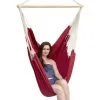 AMANKA Fauteuil Suspendu Pour Asseoir 2 Personnes Hamac 185x130cm Chaise 100% Coton Balançoire XXL 150kg Siège Pour Se Balancer Avec Pivot 360° Bordeaux Rouge