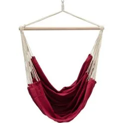 AMANKA Fauteuil Suspendu Pour Asseoir 2 Personnes Hamac 185x130cm Chaise 100% Coton Balançoire XXL 150kg Siège Pour Se Balancer Avec Pivot 360° Bordeaux Rouge -AMANKA Soldes Boutique 10752744 3
