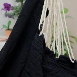 AMANKA Fauteuil Suspendu Pour Asseoir 2 Personnes Hamac 185x130cm Chaise 100% Coton Balançoire XXL 150kg Siège Pour Se Balancer Avec Pivot 360° Noir -AMANKA Soldes Boutique 10752745 4