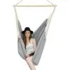 AMANKA Fauteuil Suspendu Pour Asseoir 2 Personnes Hamac 185x130cm Chaise 100% Coton Balançoire XXL 150kg Siège Pour Se Balancer Avec Pivot 360° Gris Clair - Grau
