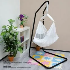 AMANKA Support Pour Hamac Pour Bébé | Soutien Pour Accrocher Berceaux Balançoires Balancelles Chaises Suspendues Pour Nouveau-nés | En Acier Couleur Noir | Poids Max Supporté Ca 50 Kg | Ca. 100x80x160cm | Pour Internes Et Externes -AMANKA Soldes Boutique 10973909 5