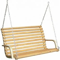 AMANKA Banc Pour Balancelle De Porche | En Bois De Mélèze | Pour 2 Personnes | Incl Chaînes Et Crochets Robustes | Pour L´intérieur De La Maison Et Le Jardin | Conçu Pour être Accroché Dans Un Support (non Compris) - Holzfarben