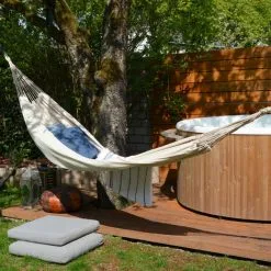 Hamac XXL Pour Deux Personnes 400x160cm | Jusqu'à 150 Kg | 100% Coton | Hamacs Amanka Plus De Monde Ensemble | Couleur Beige - Beige -AMANKA Soldes Boutique 10973927 4