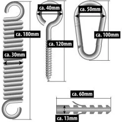 AMANKA Crochet De Plafond Mur Incl Mousquetons Ressort En Métal Pour Accrocher Fauteuil Suspendu Balancelle Chaises Suspendues Max 150kg - Silber -AMANKA Soldes Boutique 10973928 3