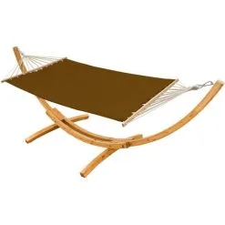 AMANKA Support En Bois Pour Hamacs 310x120cm Avec Hamac XXL Max. 200kg Marron - Braun