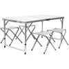 AMANKA Table De Camping Pliable Réglable En Hauteur 120x60x70cm Incl 4 Tabourets Pliants Format Mallette Gris Clair - Grau