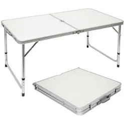 AMANKA Table De Camping Pliable Réglable En Hauteur 120x60x70cm Incl 4 Tabourets Pliants Format Mallette Gris Clair - Grau -AMANKA Soldes Boutique 10973952 3