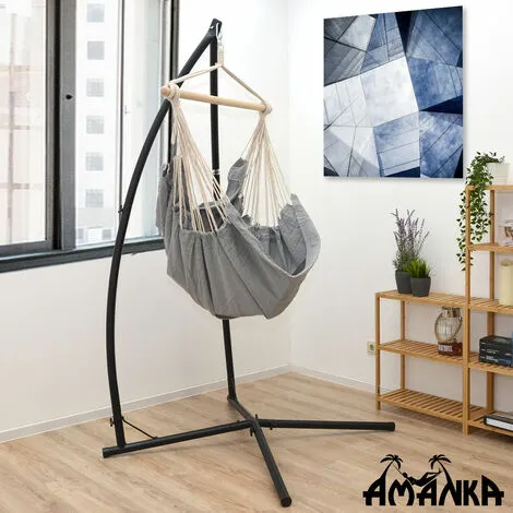 AMANKA Support Pour Fauteuil Suspendu 215 Cm | Soutien Pour Accrocher Balancelle Et Chaises Suspendues | En Acier Couleur Noir | Poids Max Supporté 120 Kg | Pour Internes Et Externes - Schwarz 2 AMANKA Support Pour Fauteuil Suspendu 215 Cm | Soutien Pour Accrocher Balancelle Et Chaises Suspendues | En Acier Couleur Noir | Poids Max Supporté 120 Kg | Pour Internes Et Externes - Schwarz – Image 2