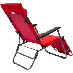 AMANKA Chaise Longue Inclinable Et Pliante | Transat De Jardin Avec Appui-tête Réglable + Rembourrage 178 Cm Amovible + Repose-jambes + Dossier Inclinables | Rouge - Rot -AMANKA Soldes Boutique 10974016 5
