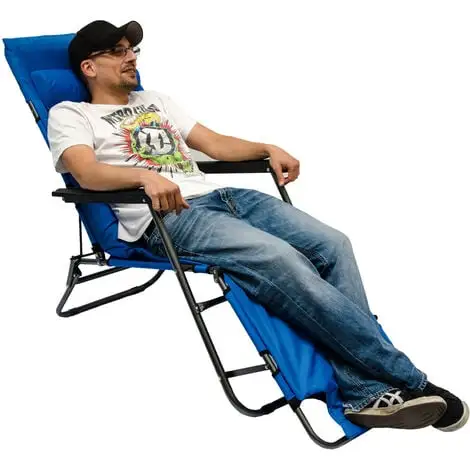 AMANKA Chaise Longue Inclinable Et Pliante | Transat De Jardin Avec Appui-tête Réglable + Rembourrage 178 Cm Amovible + Repose-jambes + Dossier Inclinables | Bleu - Blau 2 AMANKA Chaise Longue Inclinable Et Pliante | Transat De Jardin Avec Appui-tête Réglable + Rembourrage 178 Cm Amovible + Repose-jambes + Dossier Inclinables | Bleu - Blau – Image 2