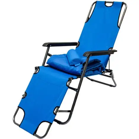 AMANKA Chaise Longue Inclinable Et Pliante | Transat De Jardin Avec Appui-tête Réglable + Rembourrage 178 Cm Amovible + Repose-jambes + Dossier Inclinables | Bleu - Blau 3 AMANKA Chaise Longue Inclinable Et Pliante | Transat De Jardin Avec Appui-tête Réglable + Rembourrage 178 Cm Amovible + Repose-jambes + Dossier Inclinables | Bleu - Blau – Image 3