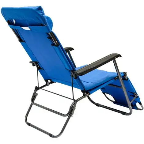 AMANKA Chaise Longue Inclinable Et Pliante | Transat De Jardin Avec Appui-tête Réglable + Rembourrage 178 Cm Amovible + Repose-jambes + Dossier Inclinables | Bleu - Blau 5 AMANKA Chaise Longue Inclinable Et Pliante | Transat De Jardin Avec Appui-tête Réglable + Rembourrage 178 Cm Amovible + Repose-jambes + Dossier Inclinables | Bleu - Blau – Image 5