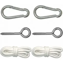AMANKA Kit Pour Accrocher Votre Hamac | Kit Complet Incl Cordes Mousquetons Vis à Anneau | Poids Max. Supporté 160 Kg - Weiss -AMANKA Soldes Boutique 10974043 4