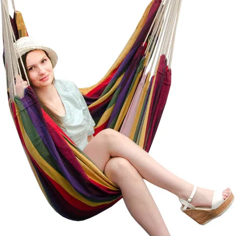 AMANKA Hamac XXL Pour Toute La Famille | Poids Max. Supporté 150 Kg | Siège De Toile Suspendue 190x140cm | 100% Coton | Hamac Pour Le Jardin | Pour La Sieste | Couleur Arc-en-ciel - Bunt 3 AMANKA Hamac XXL Pour Toute La Famille | Poids Max. Supporté 150 Kg | Siège De Toile Suspendue 190x140cm | 100% Coton | Hamac Pour Le Jardin | Pour La Sieste | Couleur Arc-en-ciel - Bunt – Image 3