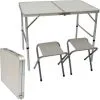 AMANKA Table De Camping Pliable Réglable En Hauteur 90x60x70cm Incl 2 Tabourets Pliants Format Mallette Gris Clair - Grau