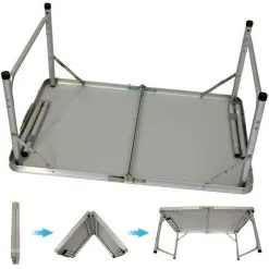 AMANKA Table De Camping Pliable Réglable En Hauteur 90x60x70cm Incl 2 Tabourets Pliants Format Mallette Gris Clair - Grau -AMANKA Soldes Boutique 10974076 5