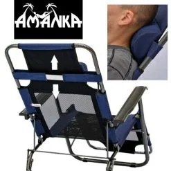 AMANKA Chaise Longue Pliable Pour Camping Et Jardin | Transat Inclinables Avec Repose-tête | Couleur Bleu Foncé | Structure En Acier | Poids Max. Supporté 100 Kg | 153cm - Blau -AMANKA Soldes Boutique 10974082 3