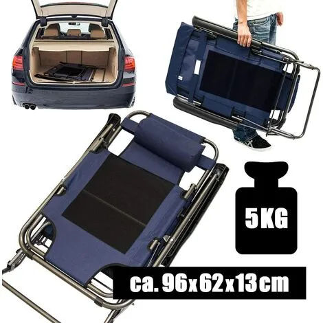 AMANKA Chaise Longue Pliable Pour Camping Et Jardin | Transat Inclinables Avec Repose-tête | Couleur Bleu Foncé | Structure En Acier | Poids Max. Supporté 100 Kg | 178cm - Blau 1 AMANKA Chaise Longue Pliable Pour Camping Et Jardin | Transat Inclinables Avec Repose-tête | Couleur Bleu Foncé | Structure En Acier | Poids Max. Supporté 100 Kg | 178cm - Blau