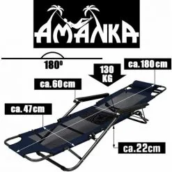 AMANKA Chaise Longue Pliable Pour Camping Et Jardin | Transat Inclinables Avec Repose-tête | Couleur Bleu Foncé | Structure En Acier | Poids Max. Supporté 100 Kg | 178cm - Blau 9 AMANKA Chaise Longue Pliable Pour Camping Et Jardin | Transat Inclinables Avec Repose-tête | Couleur Bleu Foncé | Structure En Acier | Poids Max. Supporté 100 Kg | 178cm - Blau -AMANKA Soldes Boutique 10974084 5