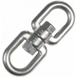 AMANKA Soldes Boutique 16 AMANKA Émerillon En Acier Inox 10x125mm 2 Anneaux Pivotants En Métal Inoxydable Pour Accrocher Sièges Suspendus Max 420kg - Silber