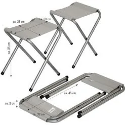 AMANKA Table De Camping Pliable Réglable En Hauteur 120x60x70cm Incl 4 Tabourets Pliants Format Mallette Bambou - Braun -AMANKA Soldes Boutique 10974298 4