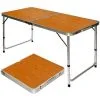 AMANKA Table De Camping Pique-nique Pliable Réglable En Hauteur 120x60x70cm En Aluminium Pliant Format Mallette Bambou - Braun