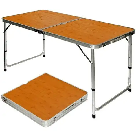 AMANKA Table De Camping Pique-nique Pliable Réglable En Hauteur 120x60x70cm En Aluminium Pliant Format Mallette Bambou - Braun 1 AMANKA Table De Camping Pique-nique Pliable Réglable En Hauteur 120x60x70cm En Aluminium Pliant Format Mallette Bambou - Braun
