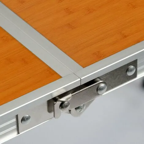 AMANKA Table De Camping Pique-nique Pliable Réglable En Hauteur 120x60x70cm En Aluminium Pliant Format Mallette Bambou - Braun 5 AMANKA Table De Camping Pique-nique Pliable Réglable En Hauteur 120x60x70cm En Aluminium Pliant Format Mallette Bambou - Braun – Image 5