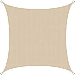 AMANKA Voile D'ombrage En PE-HD Toile Carrée De Jardin 3x3m Pour Faire Ombre Couverture Respirant Perméable Crème - Beige