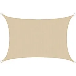 AMANKA Voile D'ombrage En PE-HD Toile Rectangulaire De Jardin 6x4m Pour Faire Ombre Couverture Respirant Perméable Crème - Beige