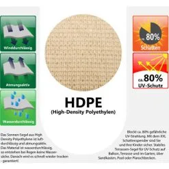 AMANKA Voile D'ombrage XL 3x3x3m Toile Triangulaire De Jardin Pour Faire Ombre En PE-HD Respirant Perméable Crème - Beige -AMANKA Soldes Boutique 10974312 4