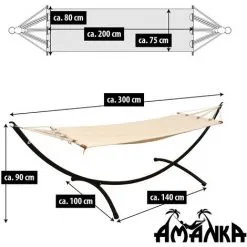 AMANKA Hamac De Jardin Avec Support - 300x100cm Extérieur Intérieur - Cadre Métallique - Beige 9 AMANKA Hamac De Jardin Avec Support - 300x100cm Extérieur Intérieur - Cadre Métallique - Beige -AMANKA Soldes Boutique 10977819 5