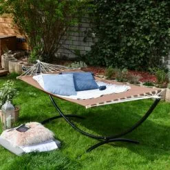 AMANKA XXL Grand Hamac Familial à 2 Places 200x120cm Avec Barres En Bois Marron - Braun 7 AMANKA XXL Grand Hamac Familial à 2 Places 200x120cm Avec Barres En Bois Marron - Braun -AMANKA Soldes Boutique 10977822 3