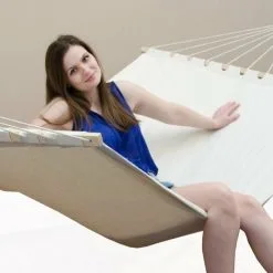 AMANKA XXL Grand Hamac Familial à Deux Places 200x120 Avec Barres En Bois Beige - Beige -AMANKA Soldes Boutique 10977823 5