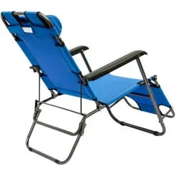 AMANKA Chaise Longue Inclinable Et Pliante | Transat De Jardin 153 Cm + Appuie-tête Amovible + Repose-jambes Et Dossier Inclinables | Bleu Clair - Blau -AMANKA Soldes Boutique 10977872 3