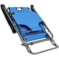 AMANKA Chaise Longue Inclinable Et Pliante | Transat De Jardin 153 Cm + Appuie-tête Amovible + Repose-jambes Et Dossier Inclinables | Bleu Clair - Blau -AMANKA Soldes Boutique 10977872 4