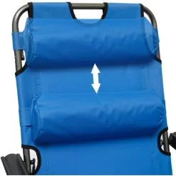 AMANKA Chaise Longue Inclinable Et Pliante | Transat De Jardin 153 Cm + Appuie-tête Amovible + Repose-jambes Et Dossier Inclinables | Bleu Clair - Blau -AMANKA Soldes Boutique 10977872 5