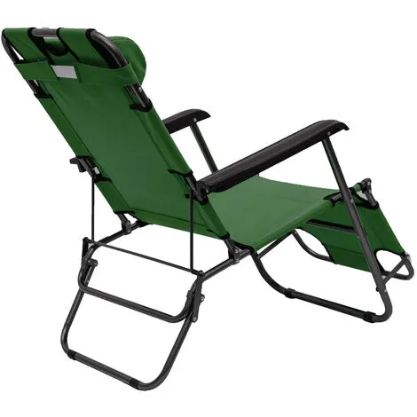 AMANKA Chaise Longue Inclinable Et Pliante | Transat De Jardin 153 Cm + Appuie-tête Amovible + Repose-jambes Et Dossier Inclinables | Vert - Grün 4 AMANKA Chaise Longue Inclinable Et Pliante | Transat De Jardin 153 Cm + Appuie-tête Amovible + Repose-jambes Et Dossier Inclinables | Vert - Grün – Image 4