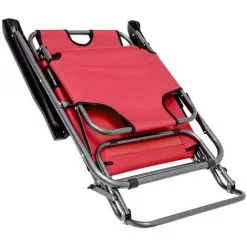 AMANKA Chaise Longue Inclinable Et Pliante | Transat De Jardin 153 Cm + Appuie-tête Amovible + Repose-jambes Et Dossier Inclinable | Rouge - Rot -AMANKA Soldes Boutique 10977912 5