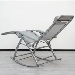 Berceuse Chaise Longue Berçante De AMANKA | Transat à Bascule De Jardin | Rocking Chair Pliable Et Inclinable | Avec Repose-pieds Et Dossier Réglable | En Acier Env 178x70cm | Poids Supporté Max 100 Kg | Gris - Grau 7 Berceuse Chaise Longue Berçante De AMANKA | Transat à Bascule De Jardin | Rocking Chair Pliable Et Inclinable | Avec Repose-pieds Et Dossier Réglable | En Acier Env 178x70cm | Poids Supporté Max 100 Kg | Gris - Grau -AMANKA Soldes Boutique 10977915 3